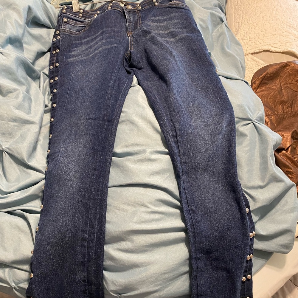 Designer jeans by VENUS size 6 embellished with silver studs down both legs